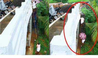 പാലമായി, മറുകരയെത്താന്‍ ഏണിവച്ചു കയറണം, ഇറങ്ങണം! തെരഞ്ഞെടുപ്പു കാലത്ത് തിടുക്കത്തില്‍ ഉദ്‌ഘാടന മഹാമഹം, രണ്ടു മാസം കഴിഞ്ഞിട്ടും ജനങ്ങള്‍ക്ക്‌ ഏണി തന്നെ ആശ്രയം