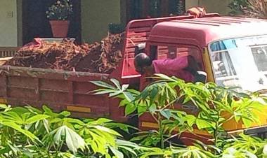 അനധികൃതമായി അടിച്ച മണ്ണ് തിരിച്ച് വാരി ചാലക്കുടി നഗരസഭയുടെ വാഹനങ്ങൾ